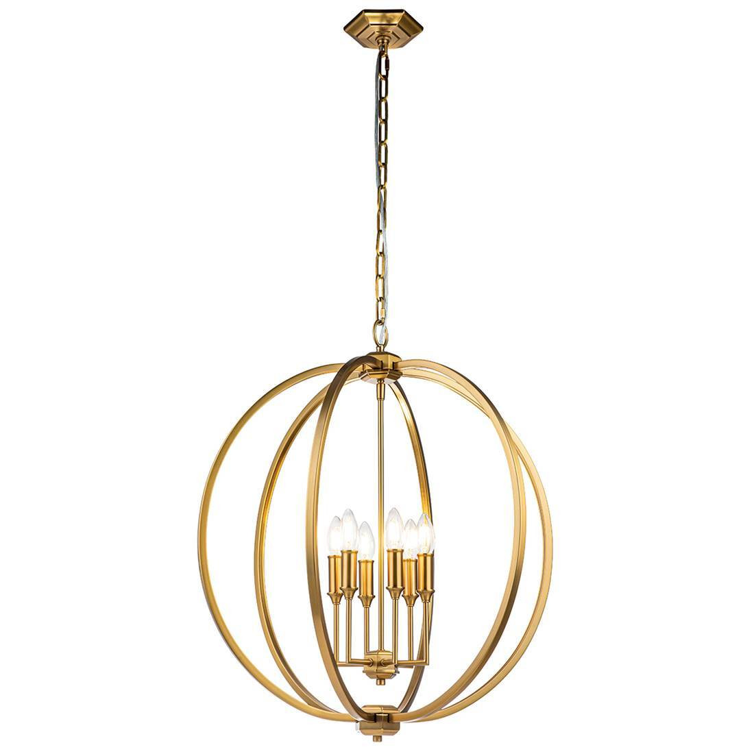Elstead Lighting Klassieke Corinne Kroonluchter in Staal en Geborsteld Messing met 6 E14 Lampaansluitingen