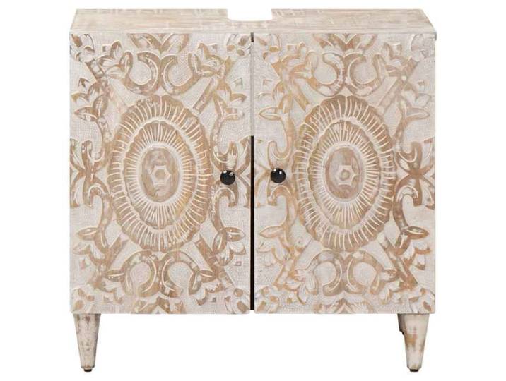 Meuble sous Lavabo de Salle de Bain - - Meuble lavabo - Blanc - 2 portes - Avec lavabo - 62x33x58 cm 970dej94n