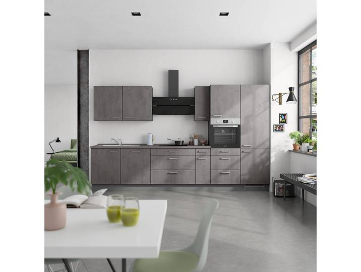 Ofenschrank Riva mit Tür & Schüben 60 x 217 x 58cm Türanschlag rechts Grau/Schiefergrau