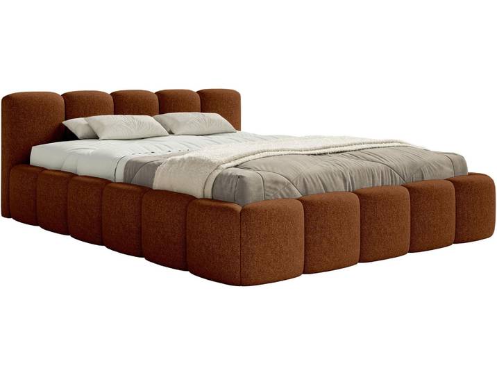 Selsey Cloudy Low - Lit rembourré 180x200 cm\, chenille hydrofuge\, cuivre