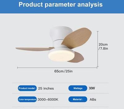 Inspired Finds LED Ceiling Fan Light Modern Nordic Ceiling Mounted Fan With Decorative Lighting For Living Room, Bedroom & Dining Spa wood Color 85 265v