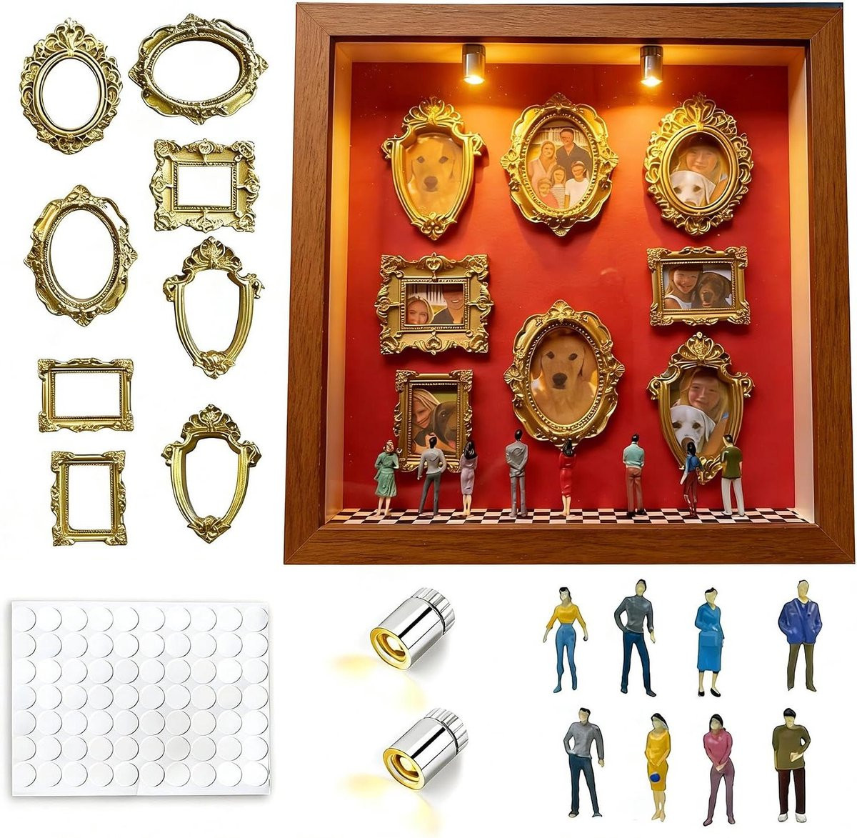 Mini Museum Fotolijst Schaduwbox voor Herinneringen - Goud - 1 Stuks