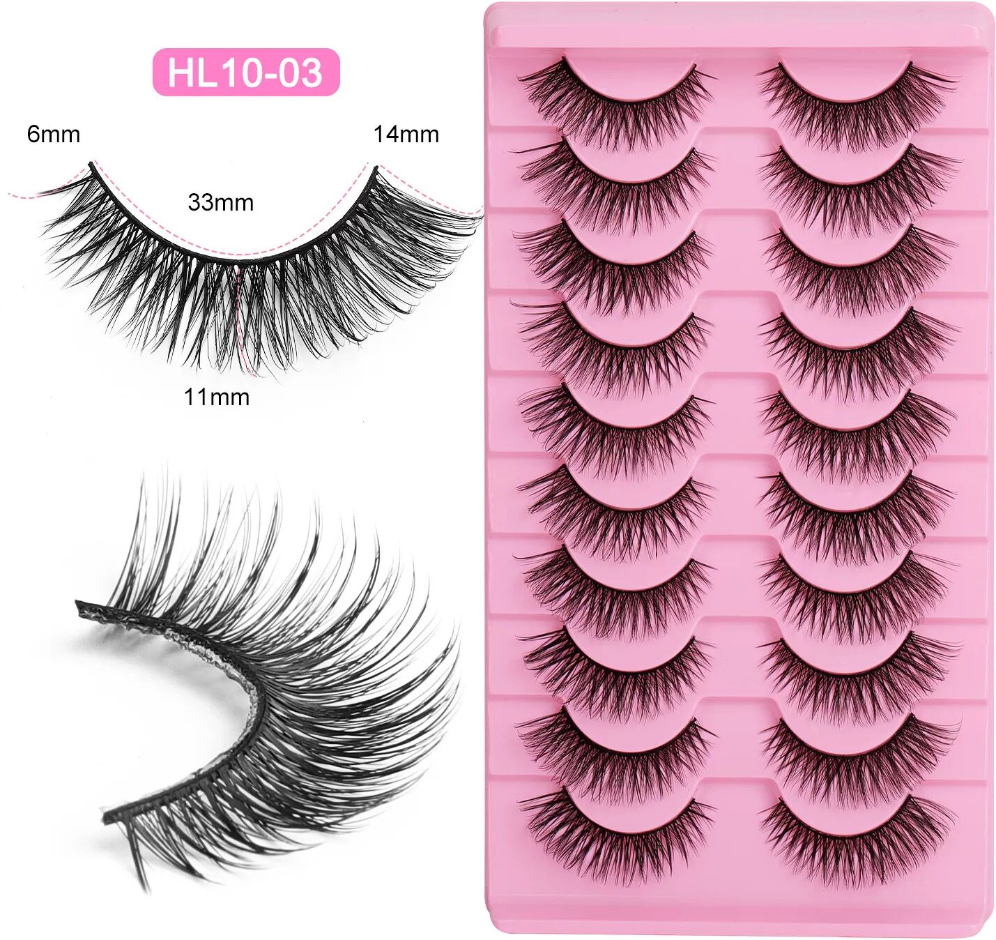 INF Natürliche falsche Wimpern HL10-03 (10 Paar)