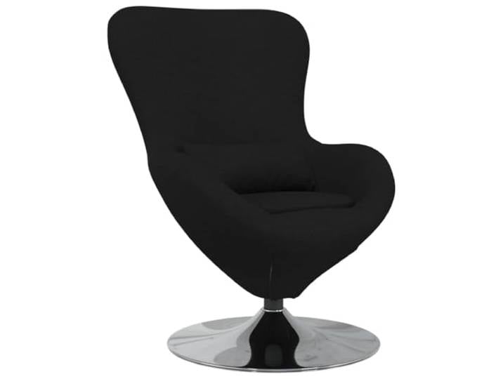 Tmriohed Eiersessel Drehbar Schwarz 63x73x90 cm Stoff Sessel mit Kissen 360 Grad drehbarer Polstersessel mit Baumwollkissen für Wohnzimmer und Schlafzimmer, stabiles Gestell bis 110 kg.