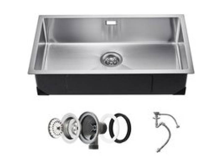 VEVOR Évier de cuisine, 76 cm, évier sous plan en acier inox 304, évier à encastrer cuve simple avec accessoires, évier de lave-vaisselle ménager pour camping-car, cuisine de préparation, buanderie