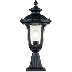 Sockelleuchte Außenleuchte Stehlampe Laterne schwarz Alu Glas klar Hofleuchte