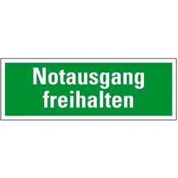 Aufkleber I Rettungszeichen Notausgang freihalten, praxisbewährt, Folie, selbstklebend, 297x105mm