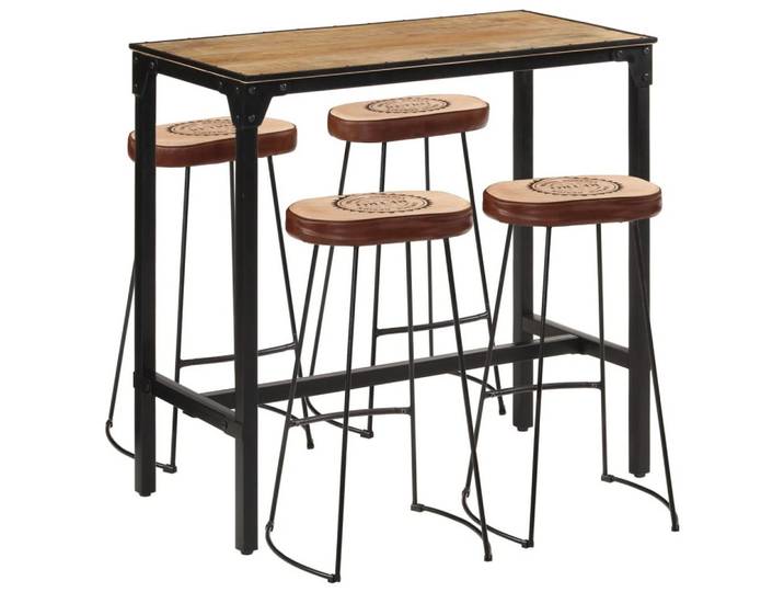 vidaXL Essgruppe 5-tlg. Bar-Set Raues holz und Metall, (5-tlg)