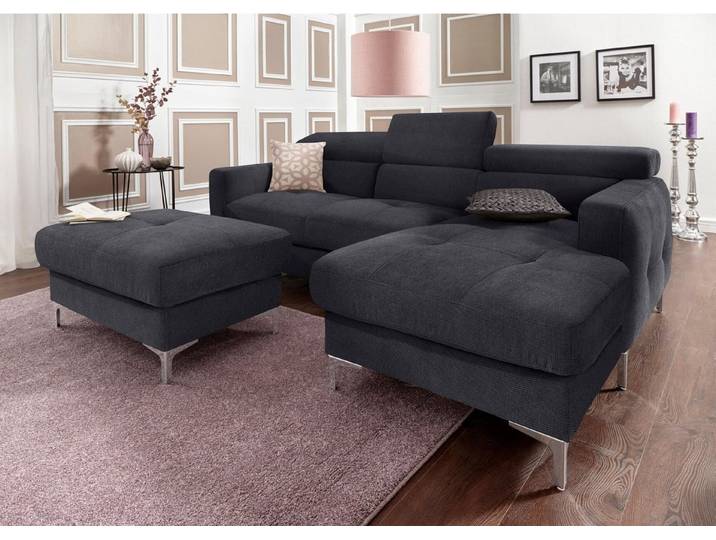 COTTA Polstergarnitur Sammy L-Form, (Set), Set bestehend aus: Ecksofa mit Kopfteilverstellung & Hocker