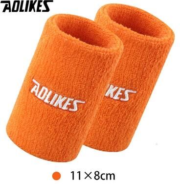 Inspire Select Sports Wrist Sweatband Cotton Tennis Wristband Wrist Support Sweat Absorption For Gym, Volleyball & Running orange 4.33 In