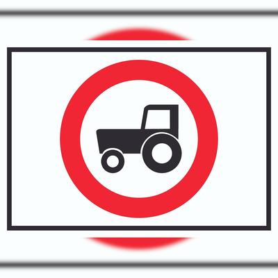 HB-Druck Durchfahrt verboten Trecker Symbol Schild A6 Rückseite selbstklebend