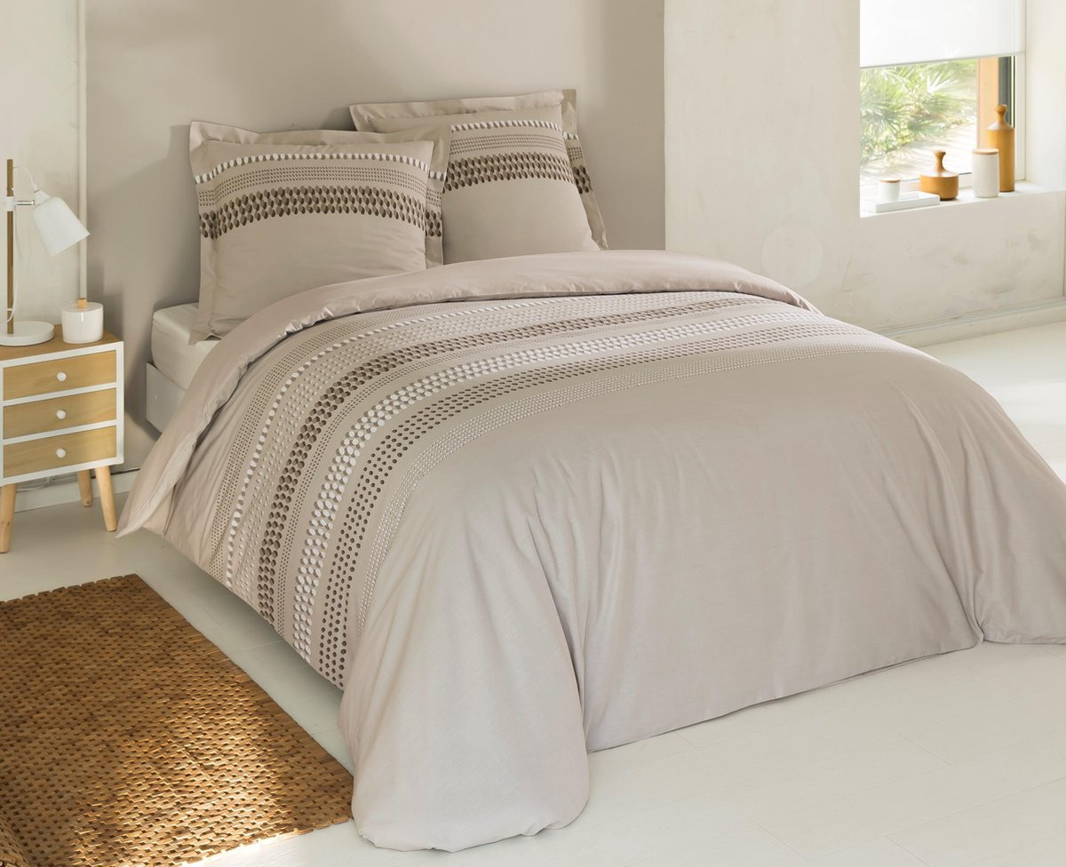 VISION Home Anthony Dekbedovertrekset - 100% Katoen - Tweepersoons - Beige - Dekbedovertrek 200 x 200 cm met 2 slopen