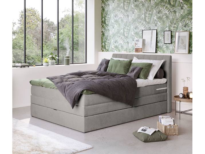Lit boxspring 140 x 200cm Microfibre Aleka Gris
