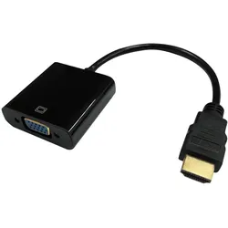 DLH Adaptateur HDMI Male Vers VGA Femelle Avec Port Audio (HDMI, VGA), Video Adapter, Schwarz