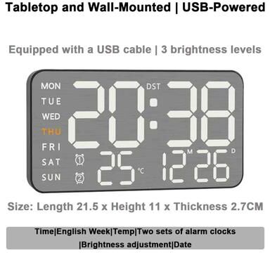 Uplift Picks Mirror Wall Clock Silent Modern Design With Temperature Display b