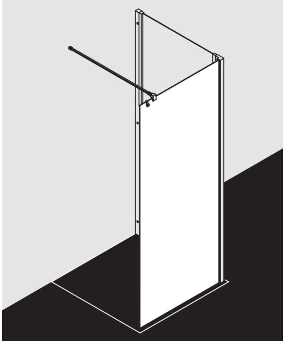Kermi Liga Seitenwand LITWF10020VAK 100x200cm, silber/hochglanz, ESG klar, mit 90Grad Stabilisierung