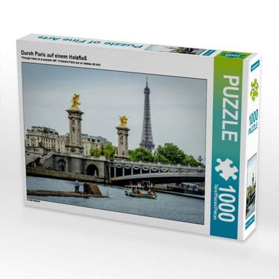 CALVENDO Puzzle Durch Paris auf einem Holzfloß | 1000 Teile Lege-Größe 64x48cm Foto-Puzzle für glückliche Stunden