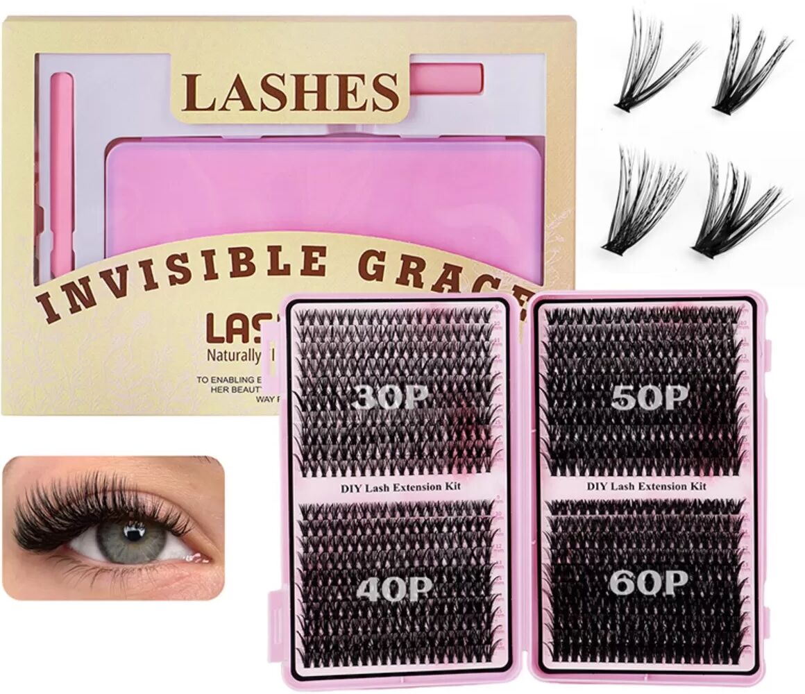 INF DIY Einzelwimpernverlängerungs-Set – Cluster Wimpern Buch Set
