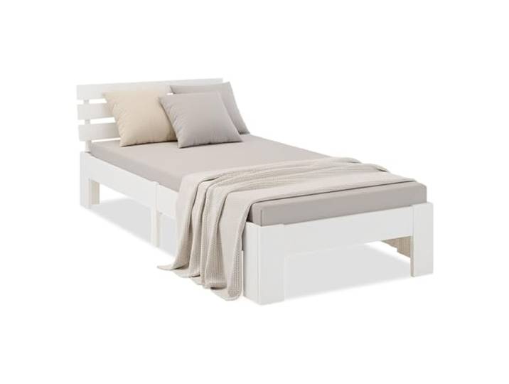 Homestyle4u Bett 90x200 mit Lattenrost Weiß Einzelbett Holzbett 90x200 Kiefer Jugendbett Kinderbett Gästebett Bettgestell Massivholz
