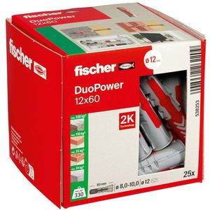 Fischer Dübel 538253, DuoPower, 12 x 60mm, 2-Komponenten-Dübel, 25 Stück