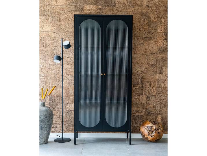 Vitrinenschrank Adela 80 x 180 x 35cm Schwarz