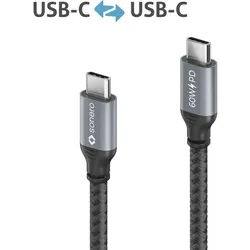 Sonero USB-C auf USB-C Ladekabel - USB 2.0, 60W PD - grau/schwarz - 0,50m