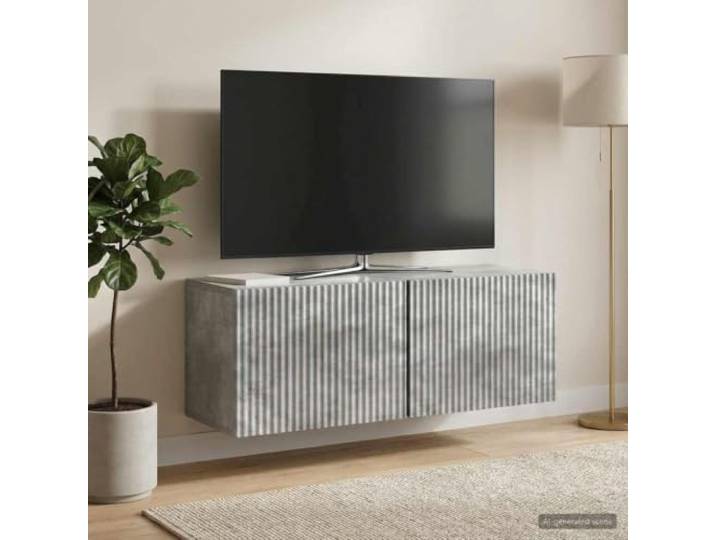 Wandmontierter TV-Schrank 78,5 x 31 x 30 cm Betongrau Holzwerkstoff 90-Grad-Drehflügeltüren, platzsparend, Wohnzimmer, modernes Design, pflegeleichte Oberfläche