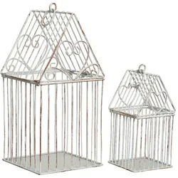 Decoris 2 Vogelkäfige 15-25cm Metallkäfig Herzen Dekokäfig Vintage Antik Hochzeitsdeko