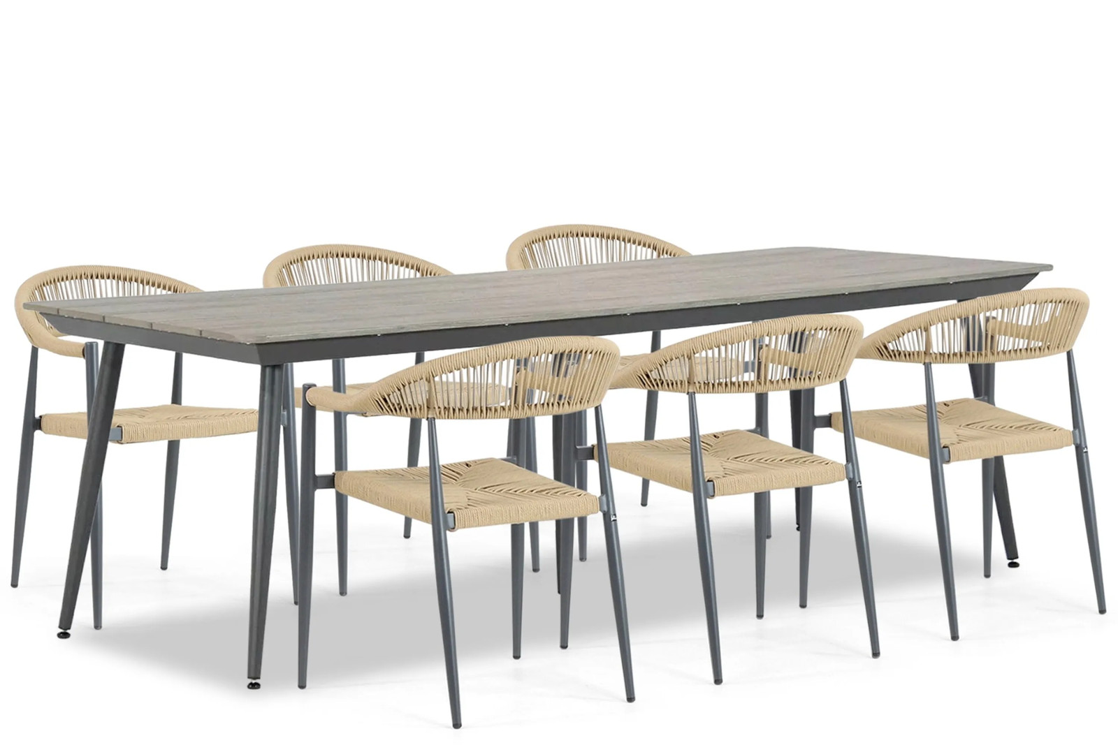 De Laan Projects Granada/Matale 7-delige dining tuinset, 240 cm, grijs