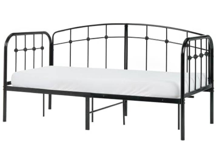 Beliani Tagesbett Metall schwarz 90x200 cm Metallbett Einzelbett Industrie-Design Arrien