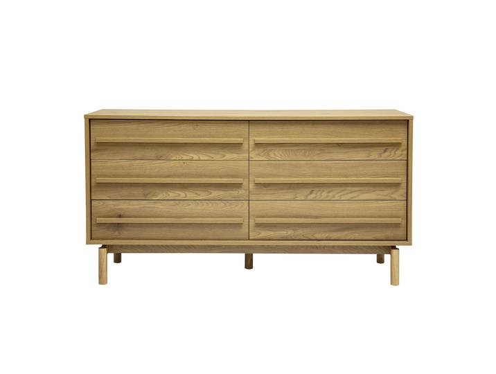 Commode finition bois chêne 6 tiroirs L140 cm YSEULT