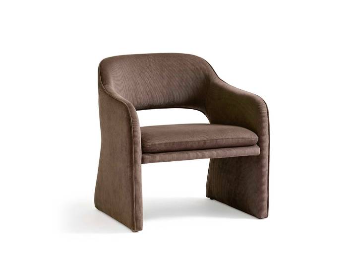 Plush Loungesessel, Modern Cord Dunkelbeige