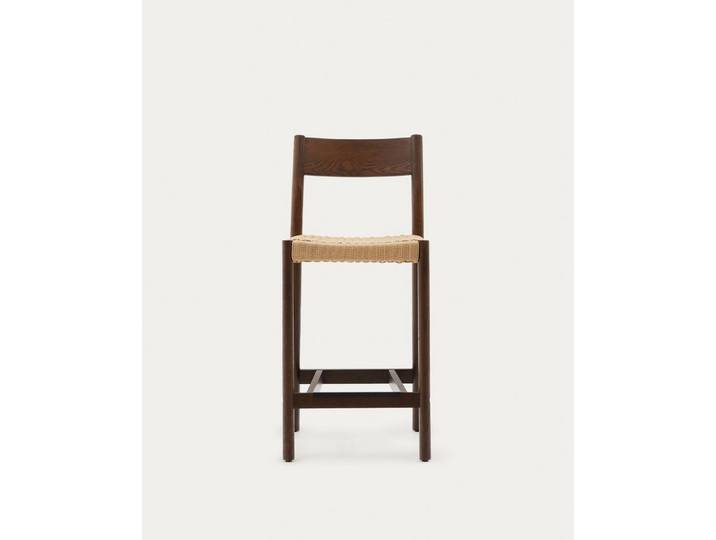 Natur24 Esszimmerstuhl Barhocker Rückenlehne massives Eichenholz 2er Set