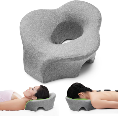 Handpicked Choices Prone Comfort Memory Foam Face Down Pillow For Massage Recovery & Beauty Treatments light Grey