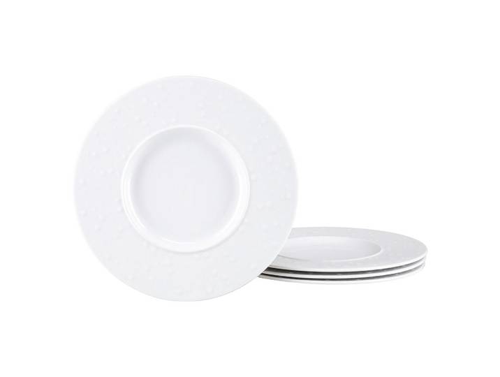 Creatable Gourmetteller Show Time Drop Weiss, Weiß, Keramik, 4-teilig, rund, 2.5 cm, stapelbar, Geschirr, Teller, Barbecue-Teller & Spezialteller
