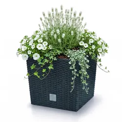 Prosperplast Blumentopf Blumenkübel Anthrazit mit Pflanzeinsatz, Kunststoff