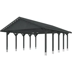 Skan Holz Wallgau - Satteldach Doppelcarport Breite 620 cm Gr. 2 - 620 x 750 cm Dachlattung schiefergrau Holzcarport