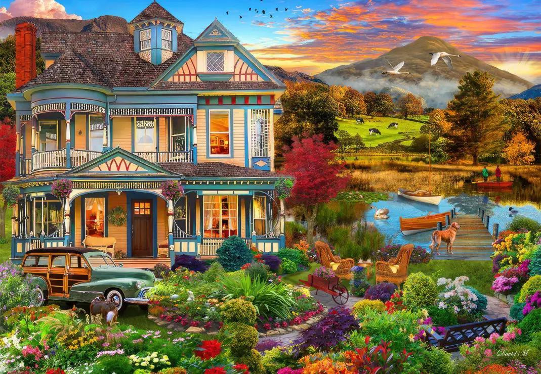 Bluebird Puzzel Landhuis met tuin 1000 stukjes