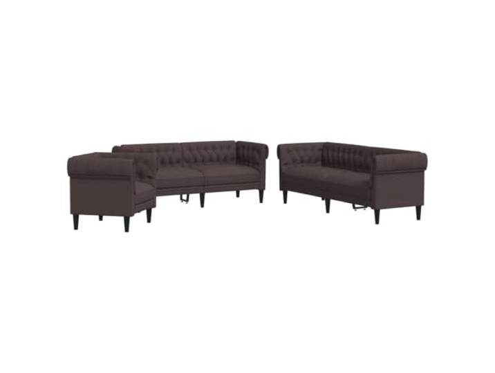Coespram 3-tlg. Sofagarnitur Dunkelbraun Stoff Polstersofa Set Bequeme Sitzgruppe fürs Wohnzimmer mit Schaumstoffpolsterung, atmungsaktivem Bezug und stabiler Holzkonstruktion.