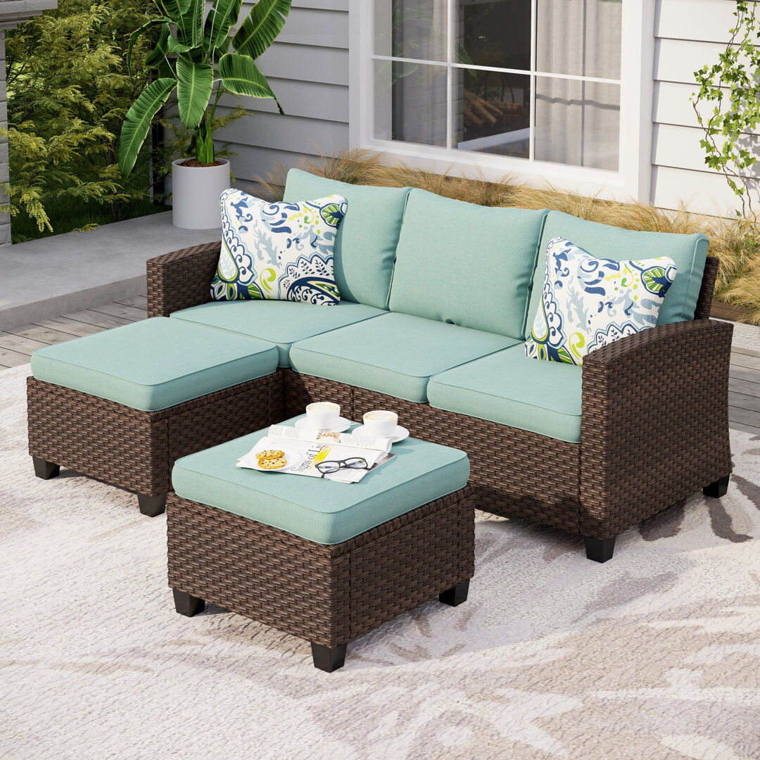 Ebern Designs Mubariz 5 - Person Seating Group with Cushions Blue 5
