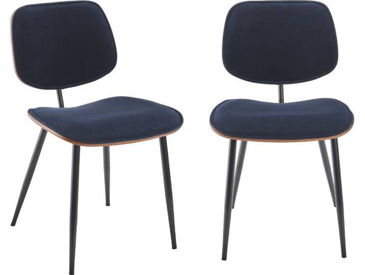 SIGNATURE - Velours-Stühle im 2er-Set mit Holz-Finish - Olympia