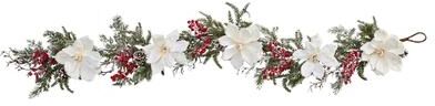 Nearly Natural "60"" Frosted Magnolia & Berry Artificial Garland"