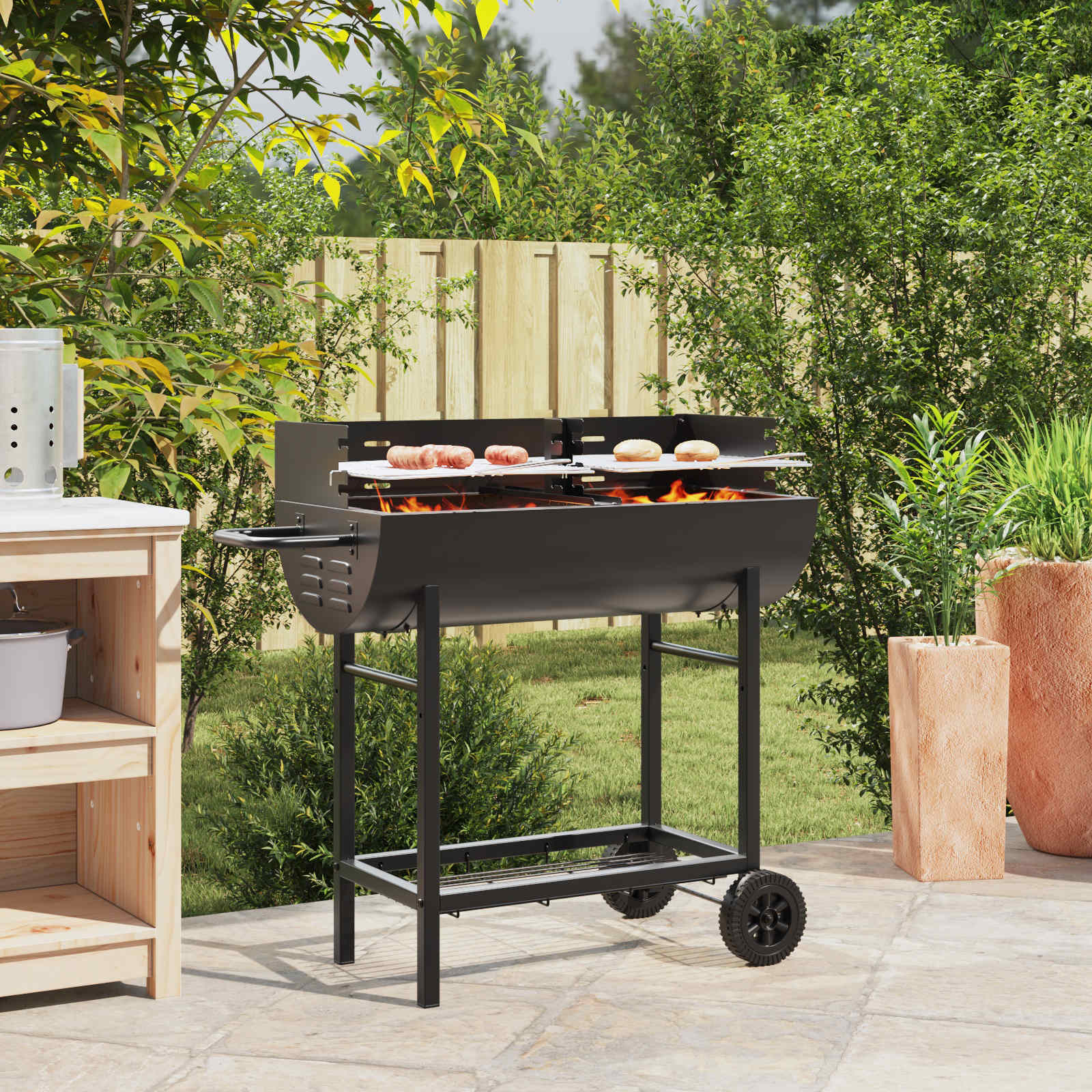 vidaXL Grill charbon 96,5 x 42,5 x 88,5 cm Noir