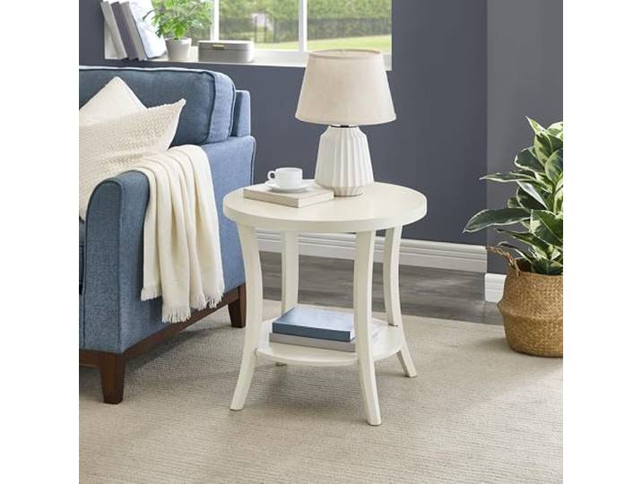 Roundhill Furniture Perth Moderner runder Beistelltisch mit Ablage