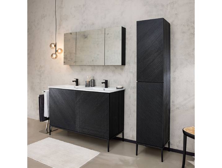 Doppelwaschtisch 120 x 85 x 46cm Schwarz/Schwarz