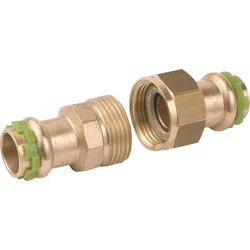 Rotguß Pressfitting V-Kontur Rohrverschraubung flach dichtend P 4330, Ø 22 mm