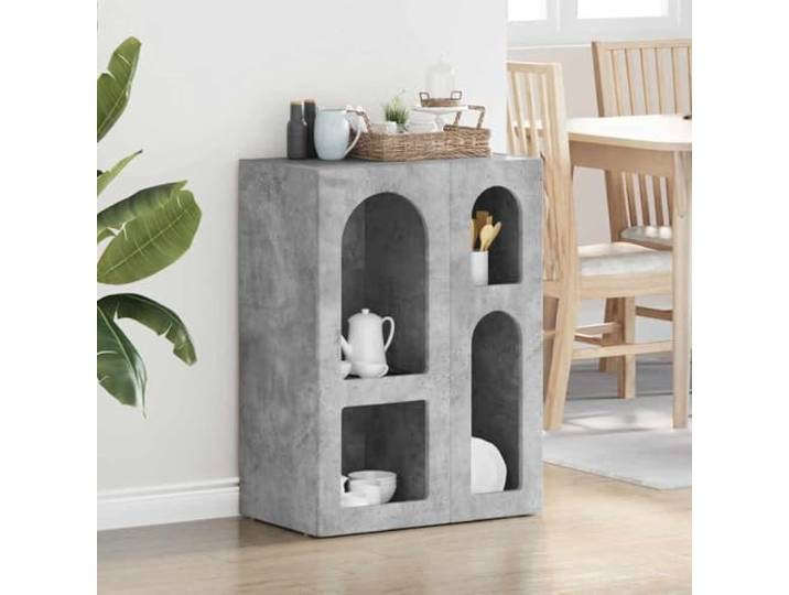 FMPGJLYH Sideboard Beton Grau 59 x 35 x 80.5 cm Kommode Anrichte Regal Moderne Optik, Viel Stauraum, Robuster Holzwerkstoff, Vier Ablagen