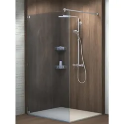 Sprinz Walk-In-Duschkabine Freistehende Scheibe rahmenlos „Inloop“ rahmenlos Beschlag eckig B: 1000 mm H: 2100 mm T: 8 mm