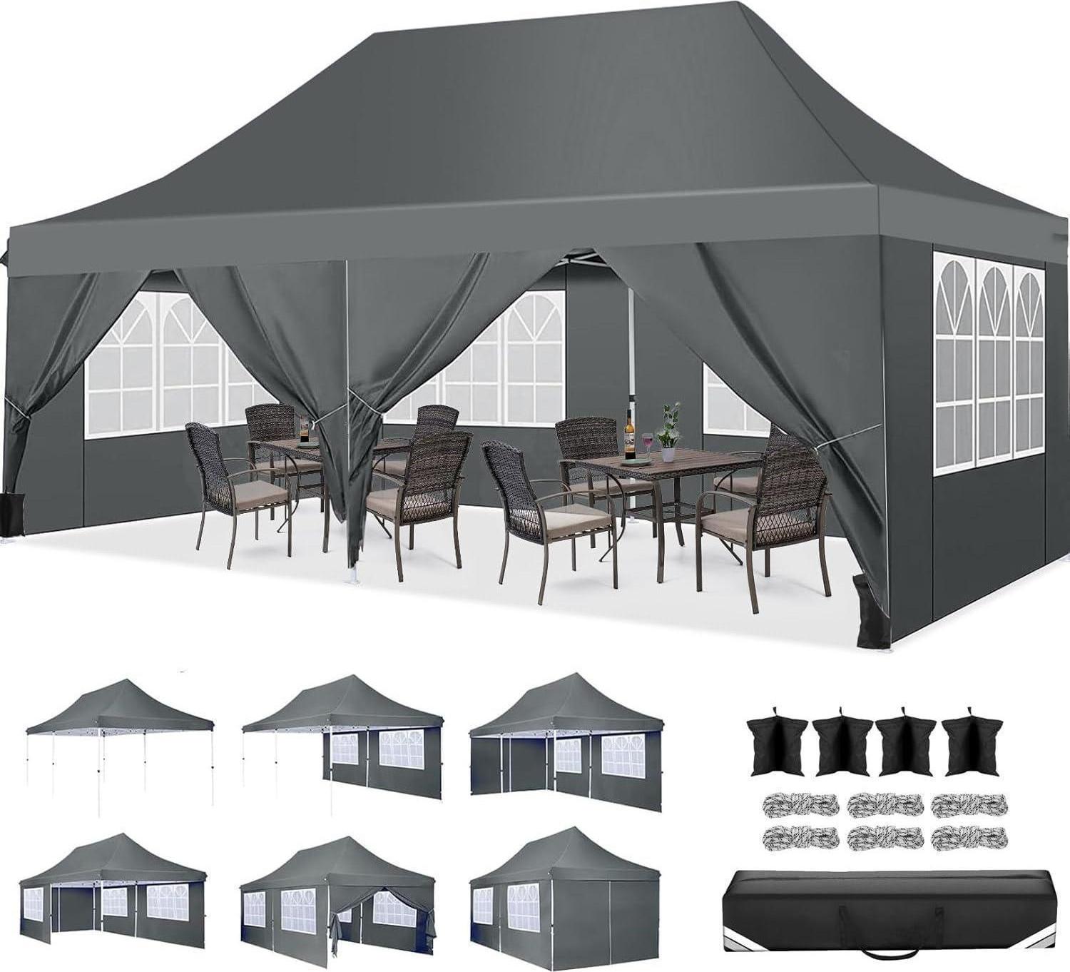 COBIZI Faltpavillon 3x6m Wasserdicht Stabil Winterfest Grau