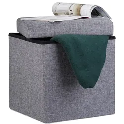 relaxdays Faltbarer Sitzhocker - Leinen grau